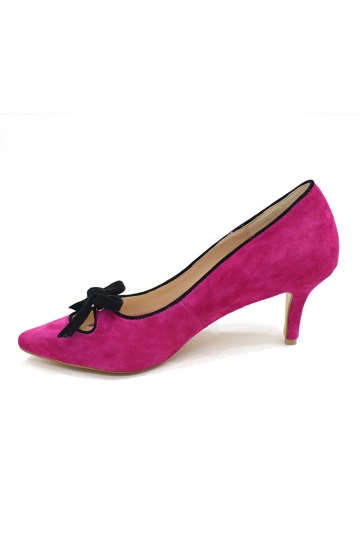 Fuchsia Suede Bow High heels