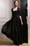 Elegant Half Sleeves Satin Black Evening Dress
