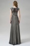Jewel Cap Sleeves Floor Length Gray Evening Dress