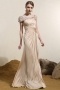 Silk Like Satin Straps Long Champagne Evening Gown