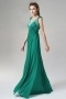 V Neck Sleeveless Chiffon Floor Length Green Evening Dress