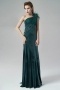 One Shoulder Feather Sheath Ruching Green Evening Gown