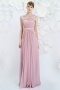 Simple A-line Bateau Chiffon Long Pink Evening Gown