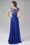 Bateau Beading Sleeveless Chiffon Blue Evening Dress