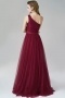One Shoulder Ruching A-line Tulle Red Evening Dress