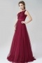 One Shoulder Ruching A-line Tulle Red Evening Dress