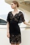 Elegant Lace V Neck Sheath Black Formal Gown