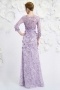 Bateau A-line sleeved Sequin Purple Evening Dress