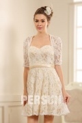 Short A Line Sweetheart Short Lace Wedding Dress