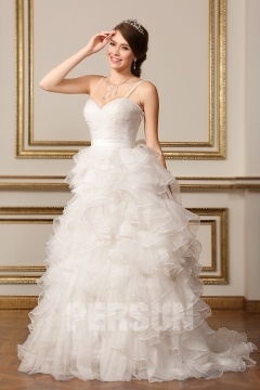 Spaghetti Straps Ruffles Organza Princess Wedding Dress Online