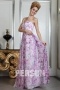 Persun Color Block Sash Print Chiffon Formal Evening Dress