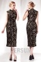 Persun Short Column High Neck Black Sequin Formal Evening Dress