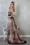 Persun Long One Shoulder Leopard Print Color Block Formal Evening Dress