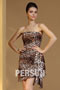 Sexy Leopard Color Block Ruching Silk like Satin Formal Evening Dress
