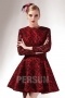 Sexy Short open back Peter Pan neck Red Lace Formal Evening Dress