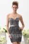 Sweetheart Short Print Ruching Gray Lace Evening Cocktail Dress Persun