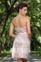 Chic Short Strapless Champagne Lace Formal Evening Dress Persun