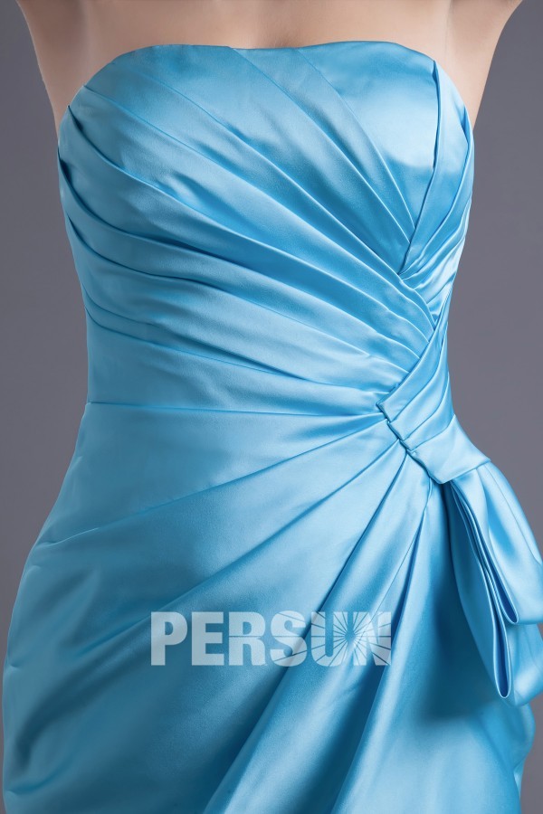 Gorgeous Sweetheart Column Elastic Satin Blue Short Formal Bridesmaid Dress