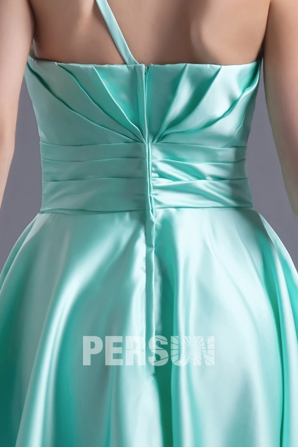 Simple Green One Shoulder Knee Length A Line Bow Formal Bridesmaid Dress