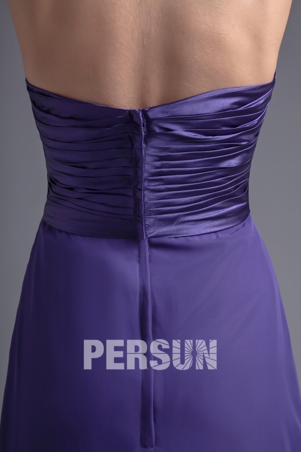 Modern Chiffon Halter A Line Purple Ruching Empire Formal Bridesmaid Dress