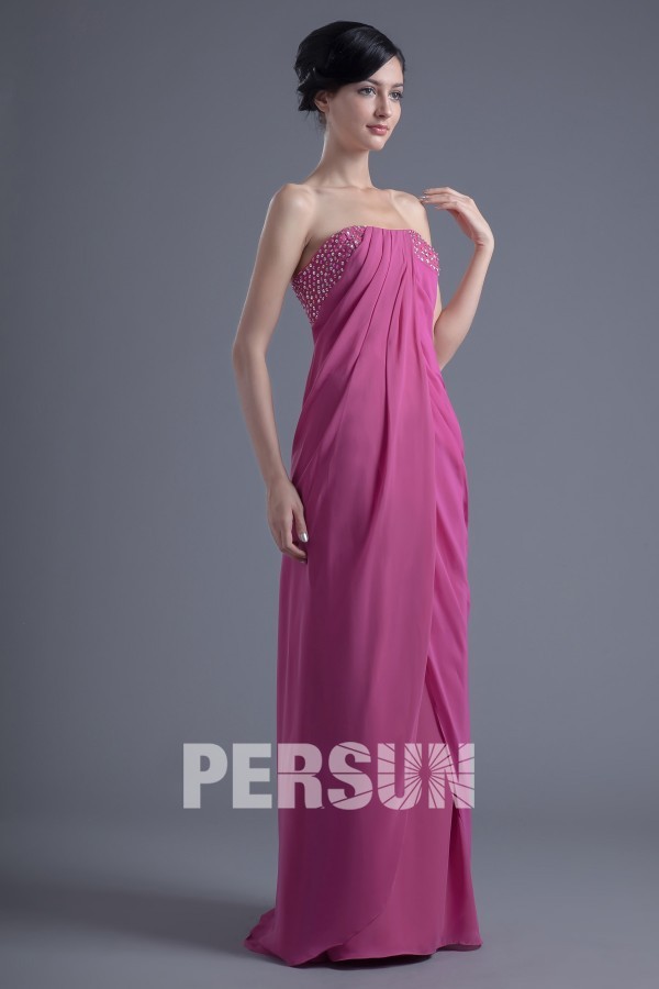 Noble Strapless Beaded Ruching Wraped Floor length Formal Bridesmaid Dress