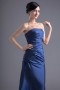 Simple Blue Taffeta Strapless Trumpet Long Pleats Formal Bridesmaid Dress