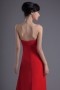 Simple Chiffon Strapless A Line Ruffles Long Red Formal Bridesmaid Dress