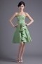 Green Strapless A Line Ruffles Short Formal Bridesmaid Dress