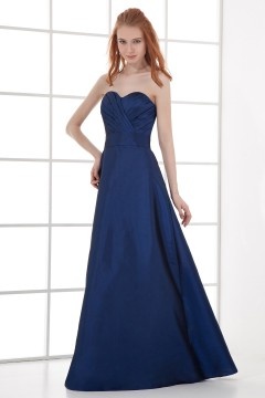 Elegant A line Strapless Empire waist Taffeta Long Formal Bridesmaid Dress