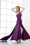 Sexy A line One Shoulder Slit Front Backless Beaded Hollow Trailing Formal Dress