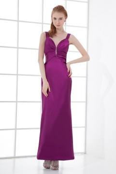 Sexy Sweetheart Deep V neck Backless Beaded Hip Wraped Elastic Satin Long Formal Dress