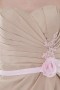 Strapless Applique Handmade flower Belt Wraped Taffeta Short Formal Bridesmaid Dress