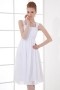 Simple A line Square Neck Empire Waist Ruched Chiffon Knee length Formal Bridesmaid Dress