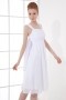 Simple A line Square Neck Empire Waist Ruched Chiffon Knee length Formal Bridesmaid Dress