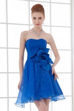 Sexy A line Strapless Applique Empire Organza Short Cocktail Dress