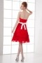 Strapless Empire Pleated Contrast Color Belt Chiffon Knee length Formal Bridesmaid Dress