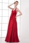 Sexy A line Round Neck Backless Empire Waist Pleated Elastic Satin Long School Formal Dress