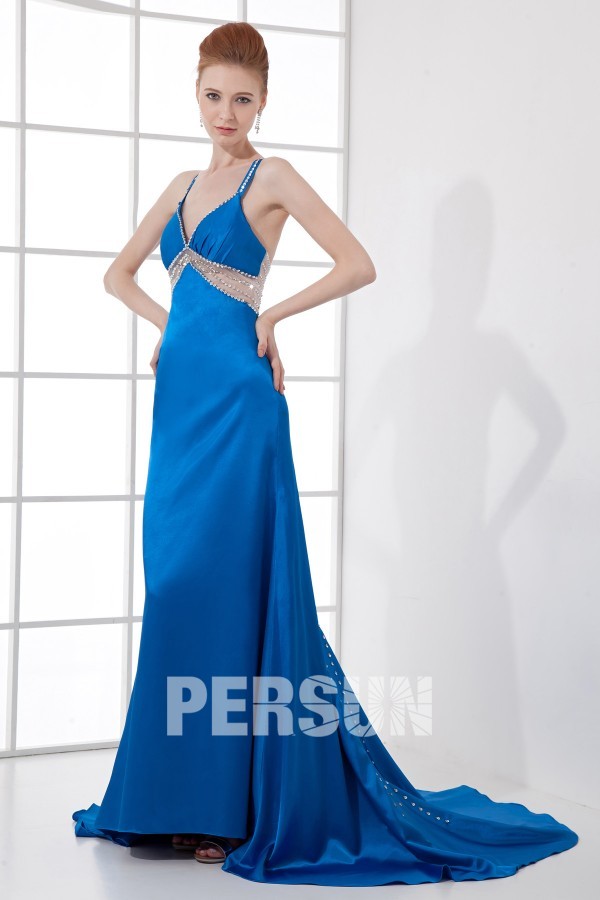 Sexy and Elegant A line V neck Hollow Beading Fishtail Trailing Formal Dress