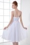 Simple V neck Empire Beaded Ruching Chiffon Knee length Formal Bridesmaid Dress