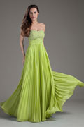 trägerloses Hohe Taille grünes Abendkleid mit Pailletten