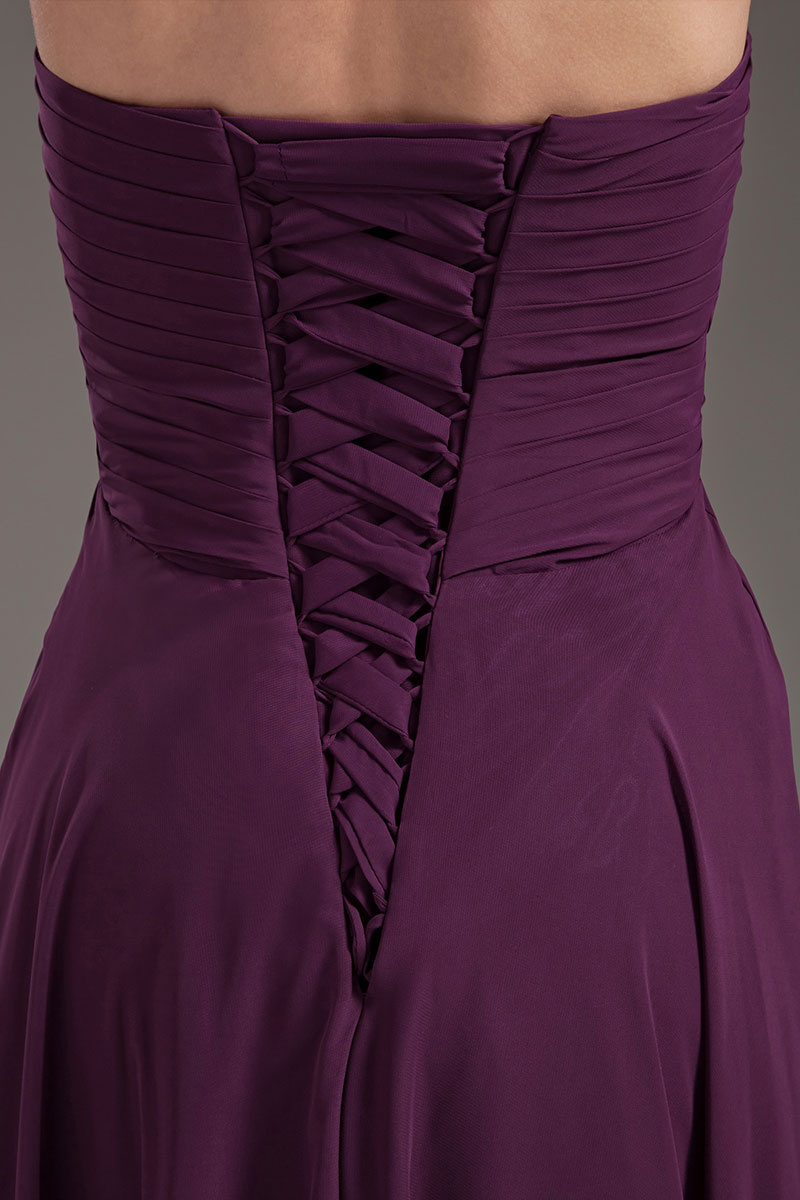  purple long chiffon formal dress back
