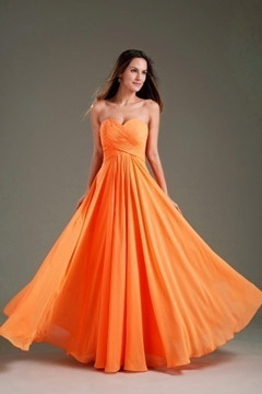 Simple Ruched Sweetheart Strapless Empire Chiffon Long Formal Dress
