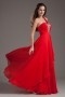 Jeweled Ruched One Shoulder Empire Chiffon Red Evening Dress