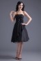 Simple Chiffon Black A Line Knee Length Ruffles Formal Bridesmaid Dress