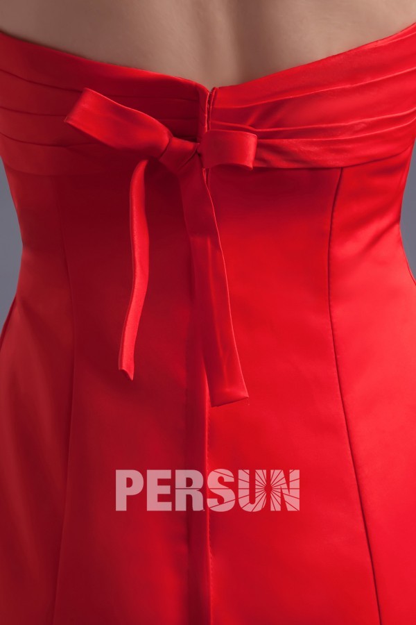 Elegant Column Satin Strapless Knee Length Red Formal Bridesmaid Dress