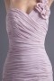Modern Column One Shoulder Chiffon Pink Beading Formal Bridesmaid Dress