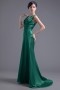 Simple Green V Neck Bruch Train Mermaid Formal Bridesmaid Dress