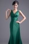 Simple Green V Neck Bruch Train Mermaid Formal Bridesmaid Dress