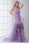Elegant One Shoulder Ruched Appliques Organza Mermaid Prom Dress