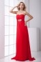 Noble Strapless Backless Ruched Beaded Brooch Chiffon Formal Dress